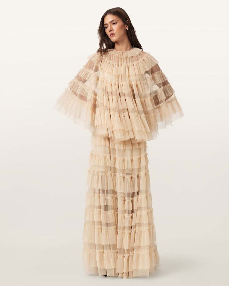 Aude Ruffle Cape Top