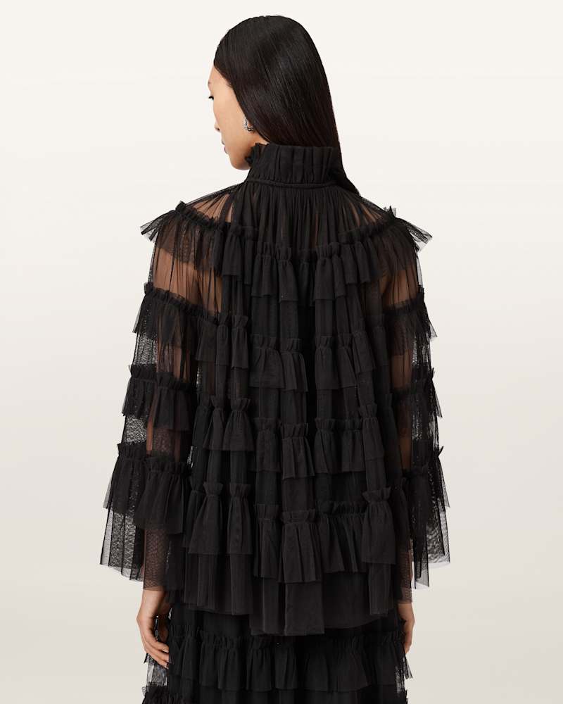 Aude Ruffle Cape Top