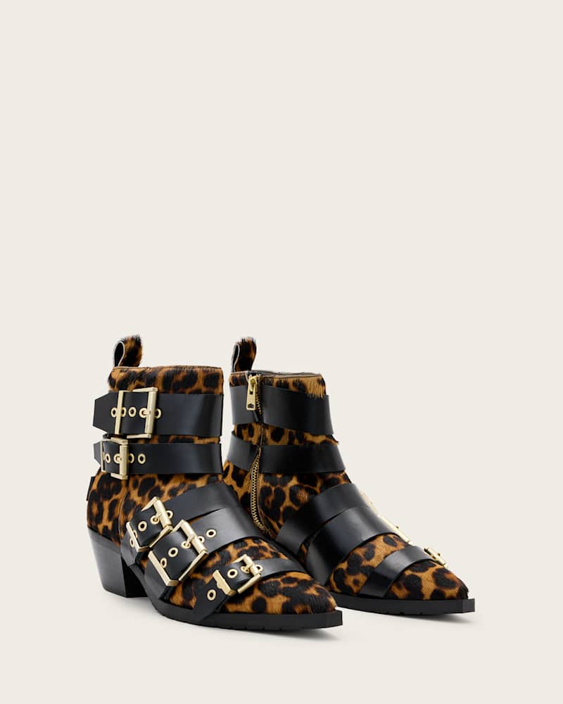 Jane Buckle Pointed Leather Boots