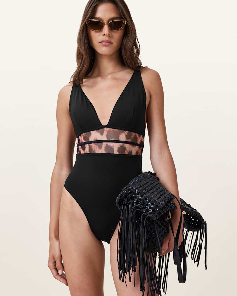 Xalia Mesh Leopard Print Swimsuit