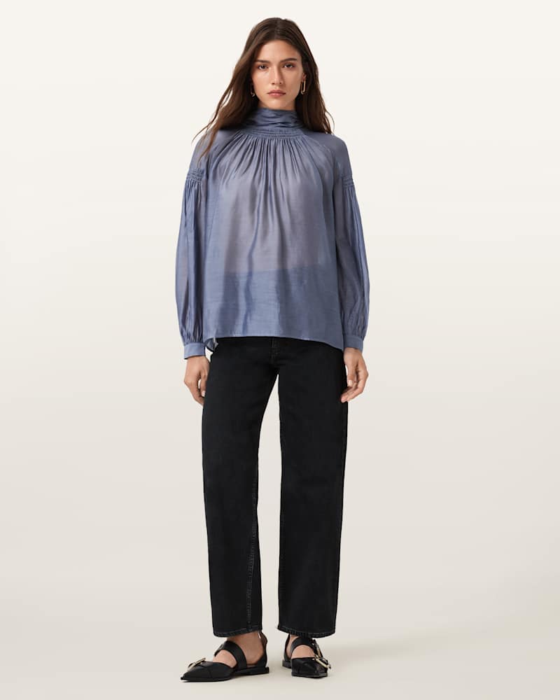 Pearla High Neck Sheer Top