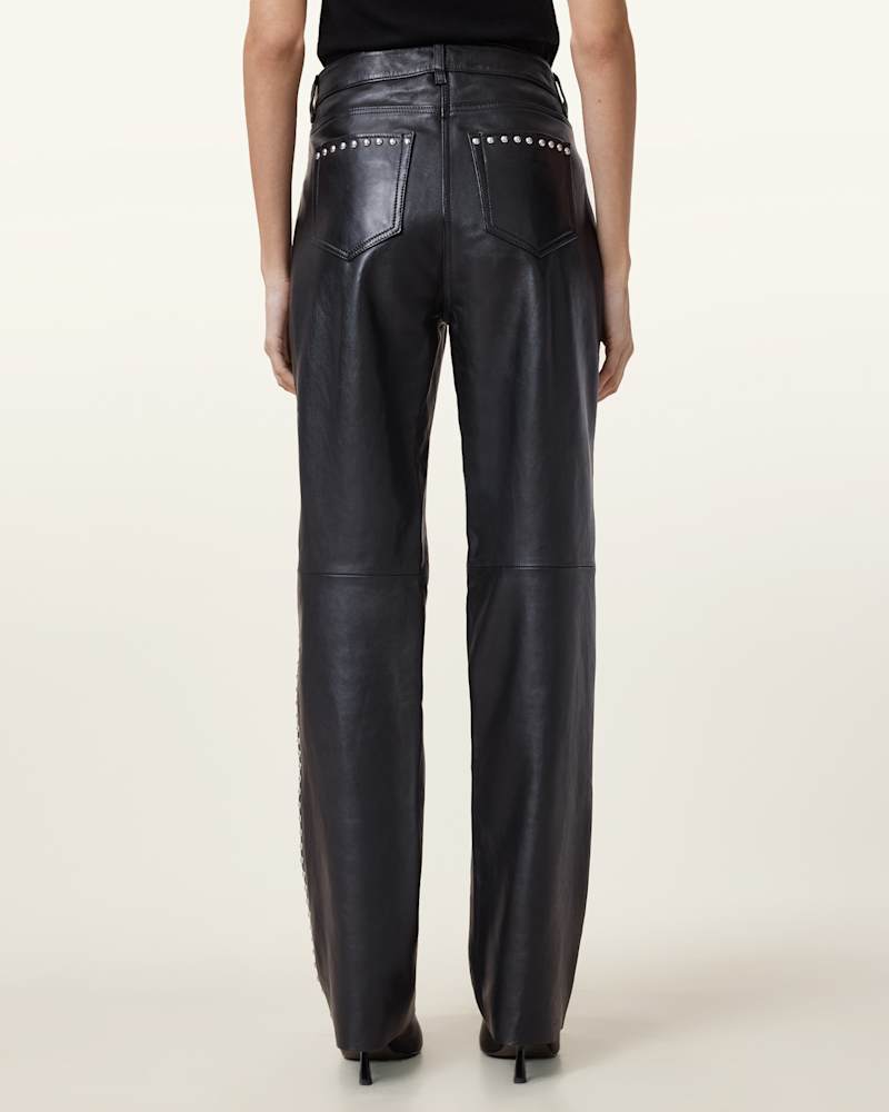Saige Straight Leg Leather Trousers