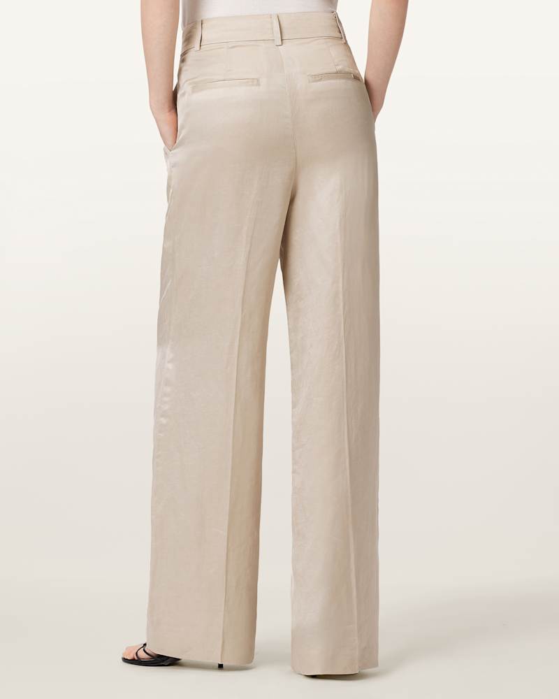 Helena Tailored Wide Leg Linen Blend Trousers 