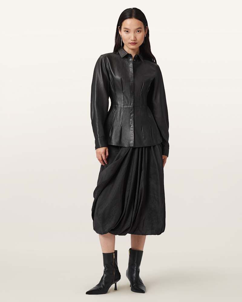 Larson Leather Pleated Shirt