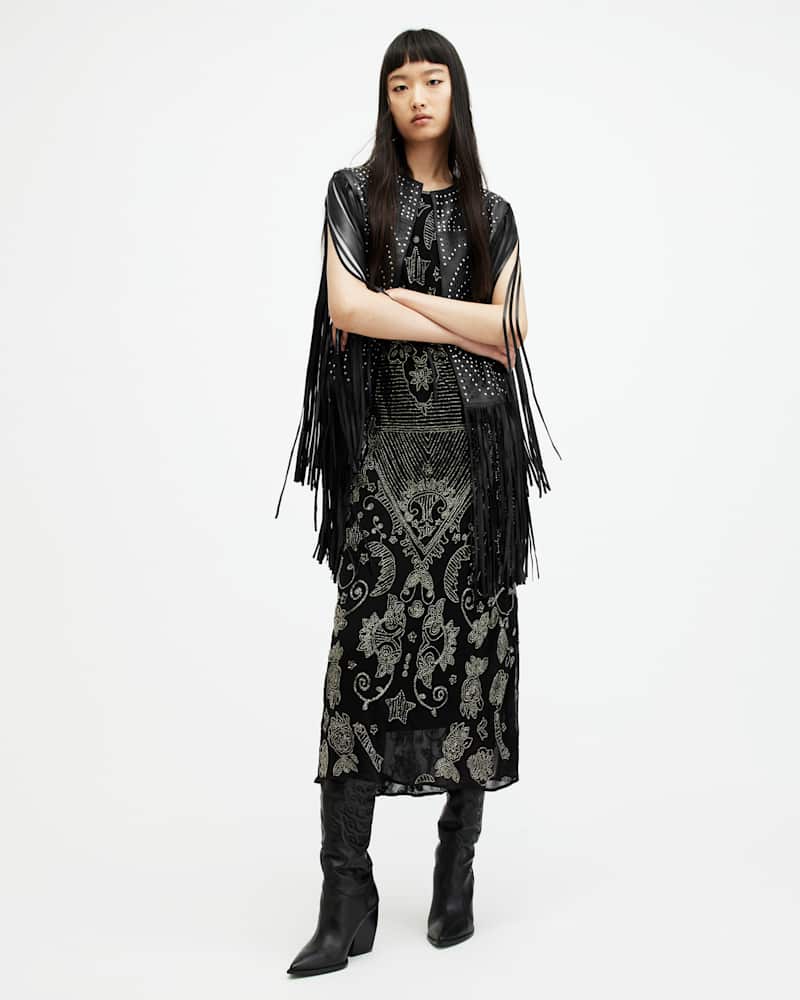 Elias Studded Tassel Leather Gilet