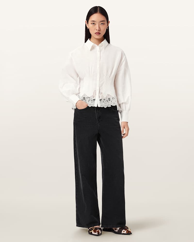 Carol Long Sleeve Lace Trimmed Shirt