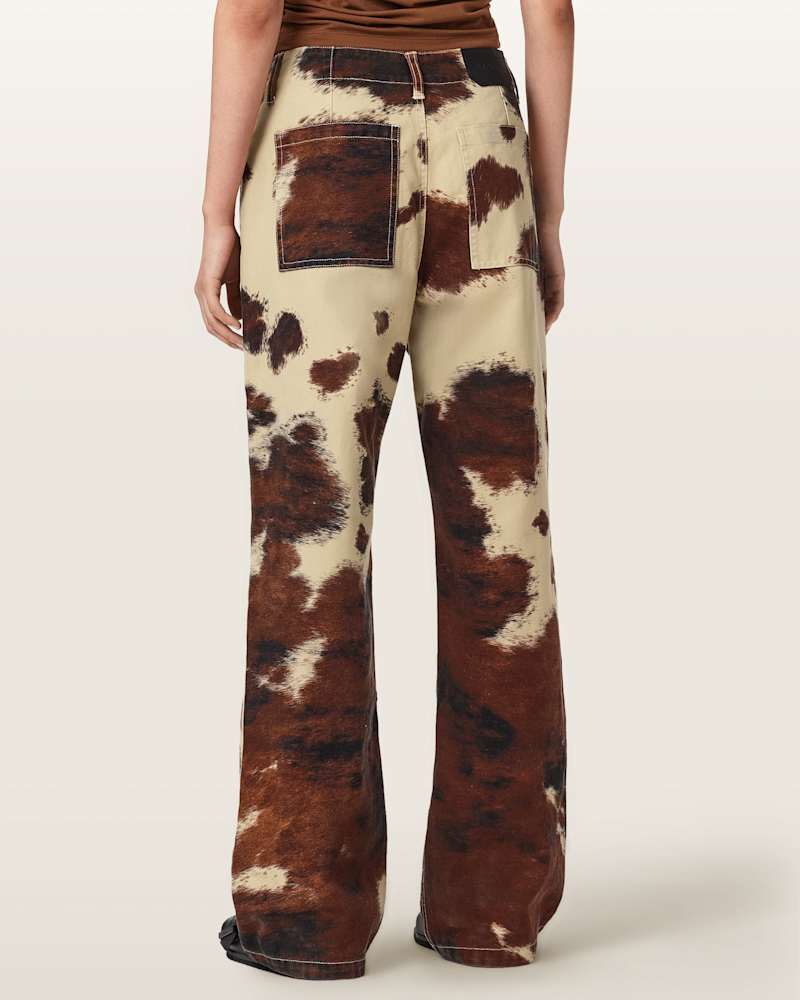 Taya Cow Print Denim Jeans