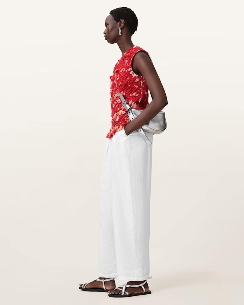 Nysa Floral Print Ruffled Tank Top