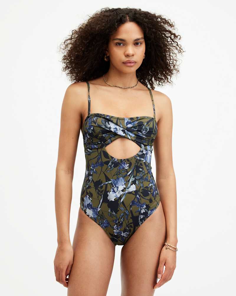 Niki Floral Bandeau Cut-Out Swimsuit