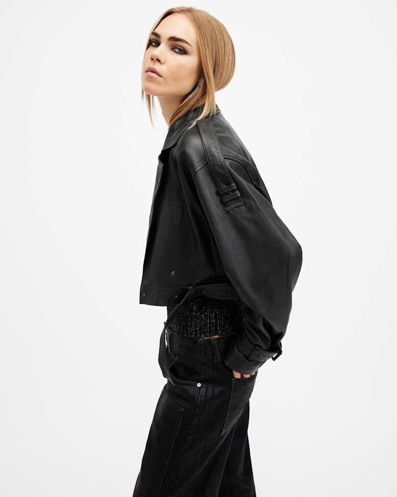 Ophelia Cropped Leather Jacket