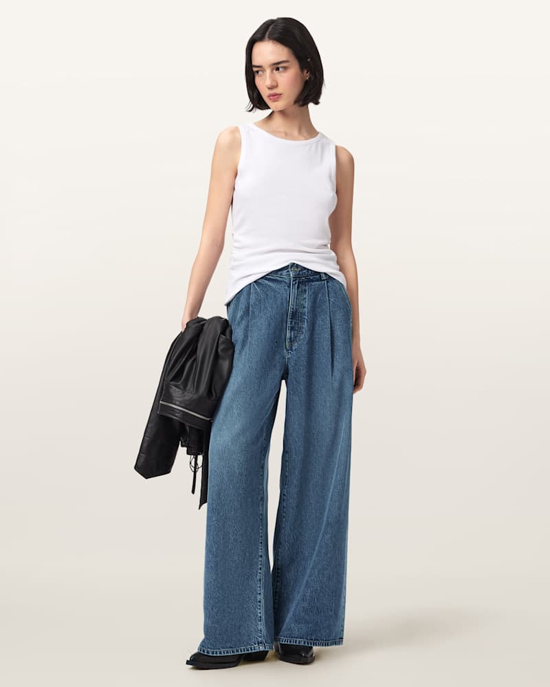 Haze Wide Leg Pleated Jeans  