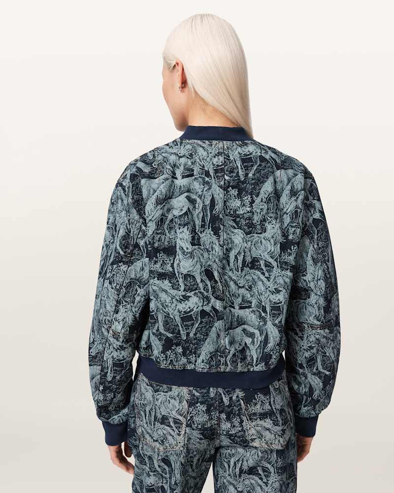 Kaytra Printed Denim Bomber