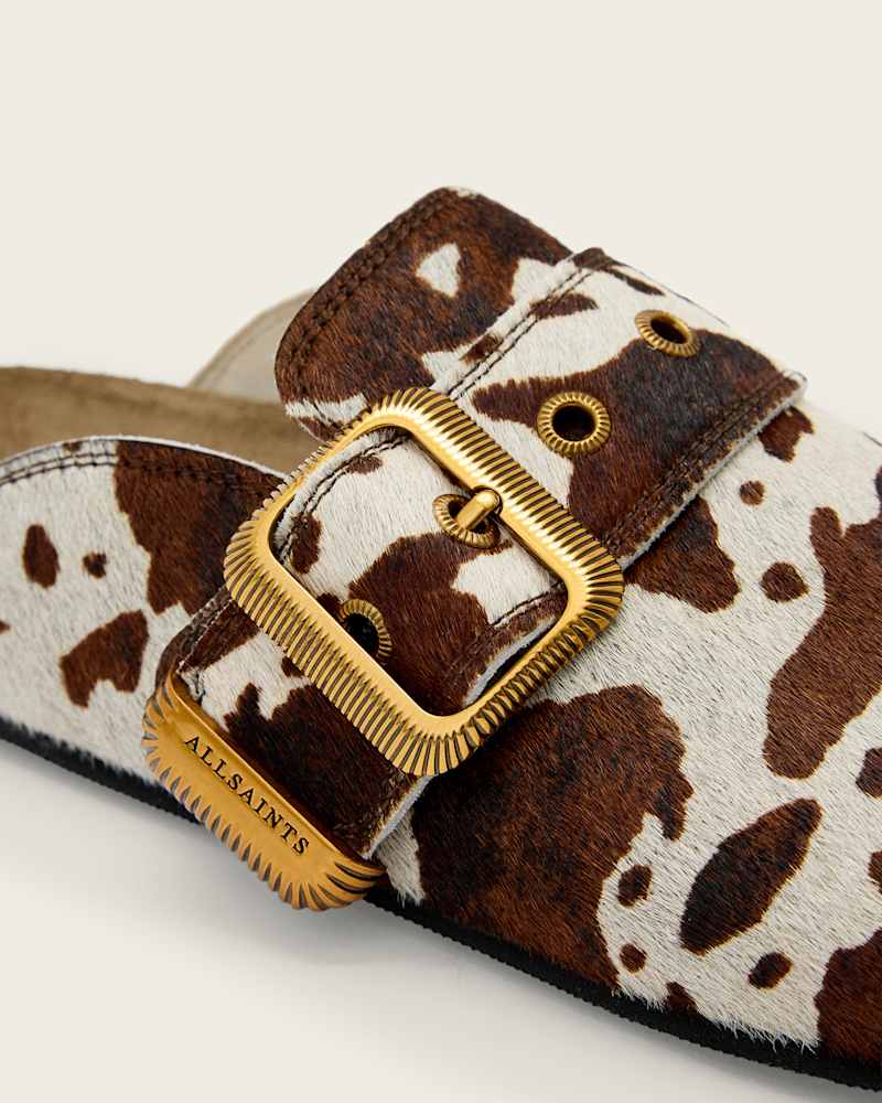 Staffa Cow Print Leather Mules