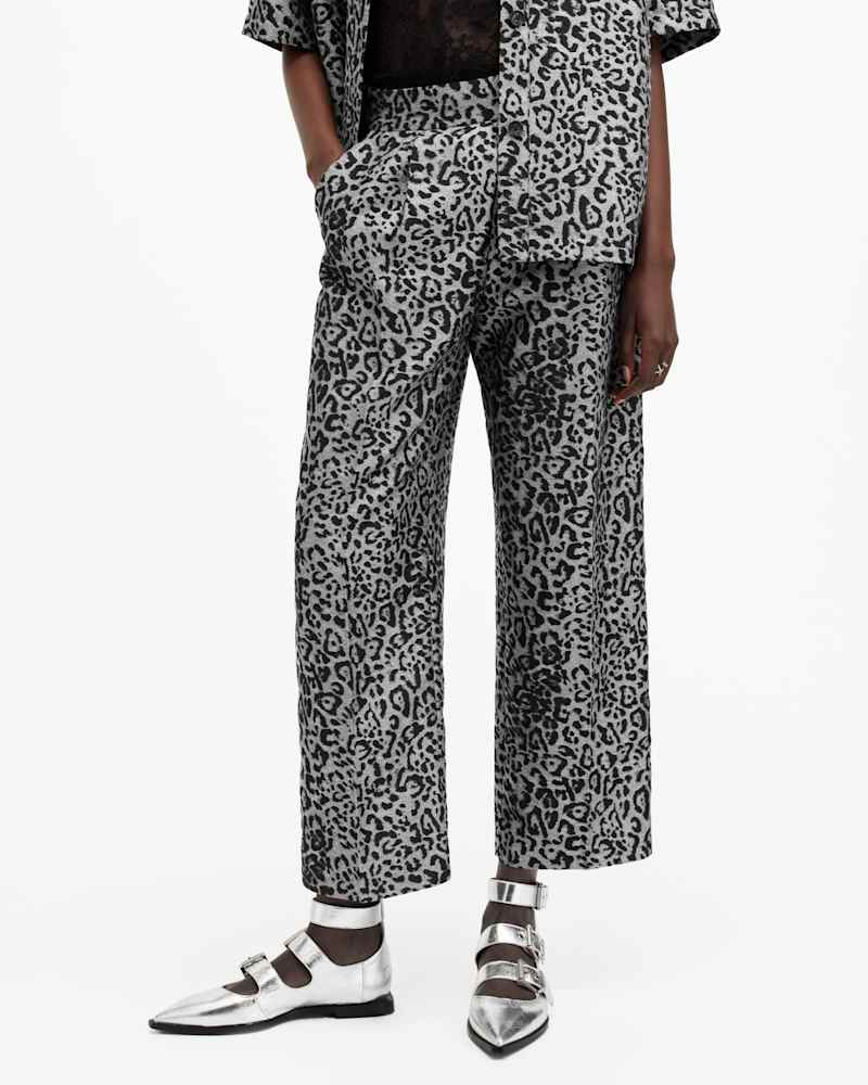 Jemi Leopard Print Metallic Trousers