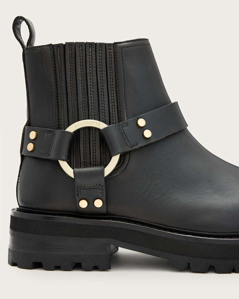 Maddie Ankle Length Leather Biker Boots
