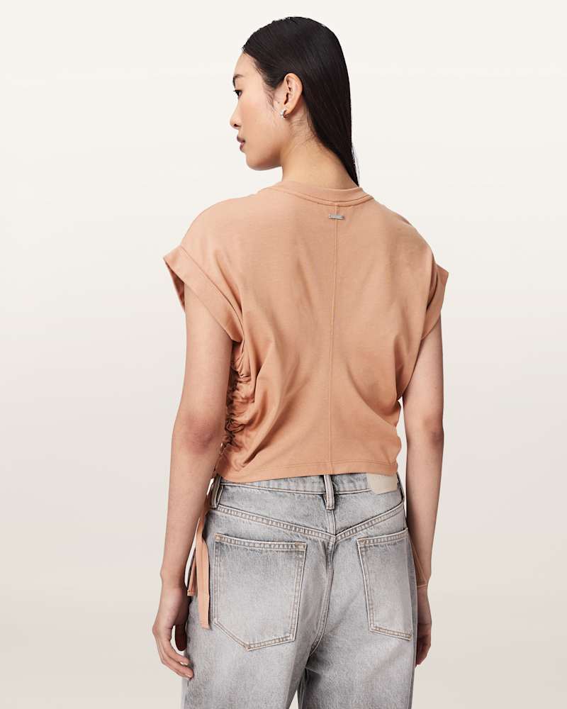 Mira Cropped Satin Drawcord T-Shirt