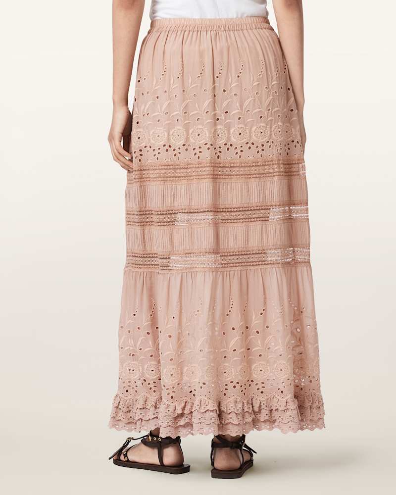 Camille Embroidered Tiered Maxi Skirt