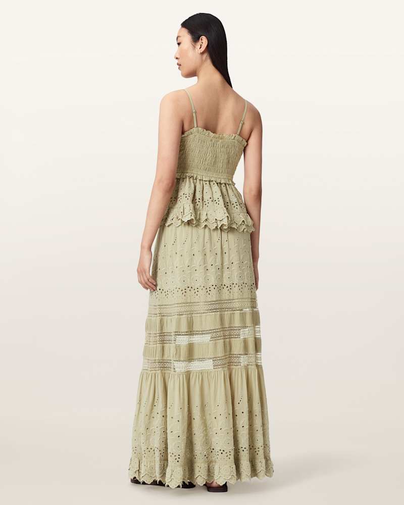 Camille Embroidered Tiered Maxi Skirt