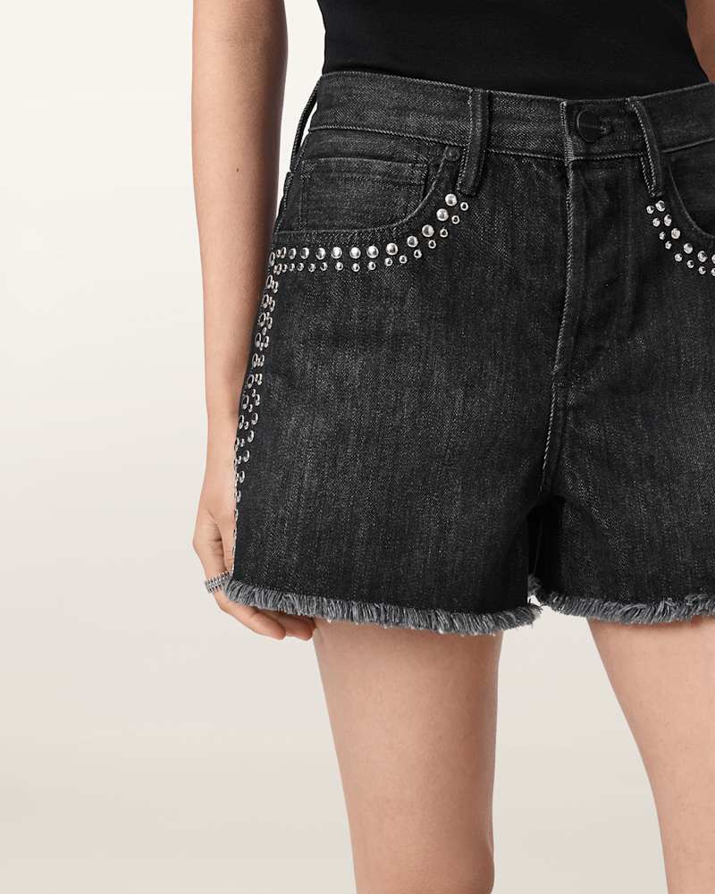Heidi High Waisted Stud Denim Shorts