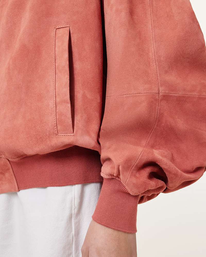 Dana Relaxed Fit Suede Bomber Jacket