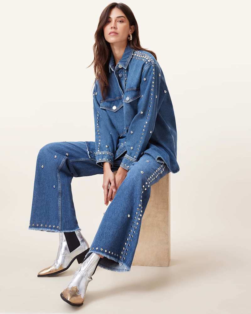 Blake Studded Wide Leg Denim Jeans