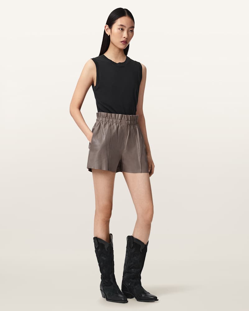 Fran High Rise Leather Shorts
