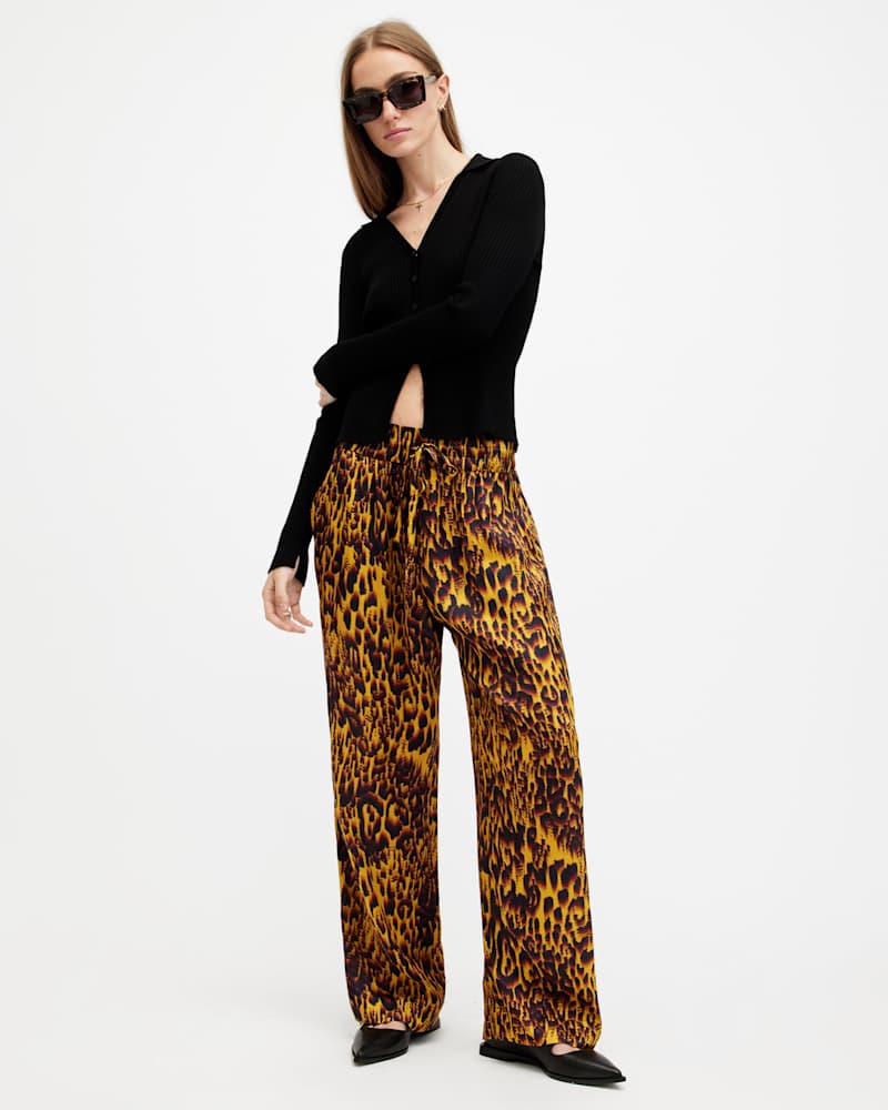 Tyler High Rise Abstract Print Trousers