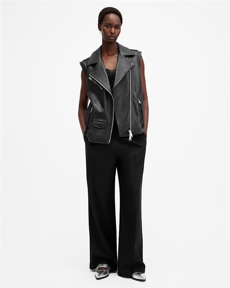Billie Relaxed Fit Leather Biker Gilet