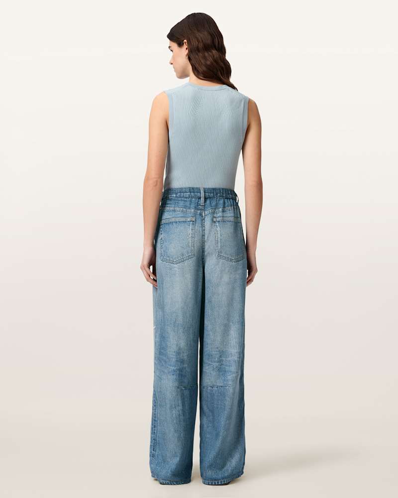 Jett Barrel Leg Illusion of Denim Trousers 