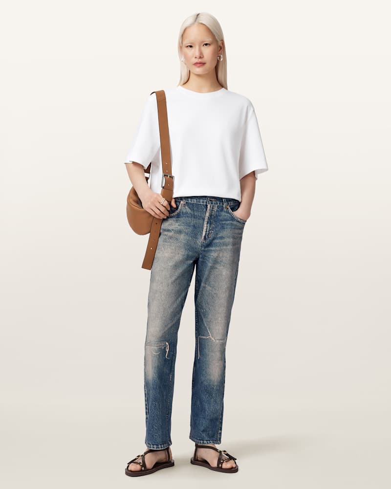 Ida Terry Straight Leg Illusion of Denim Trousers