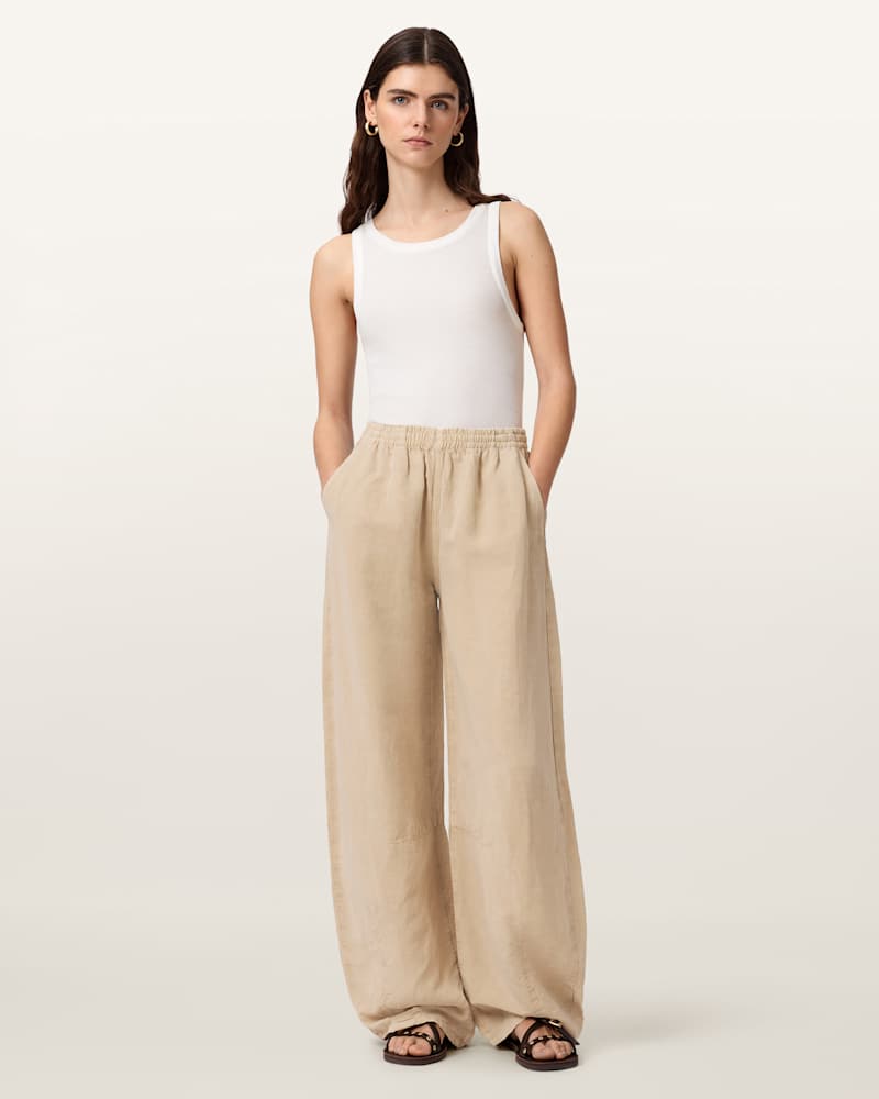 Jett Wide Leg Linen Blend Trousers