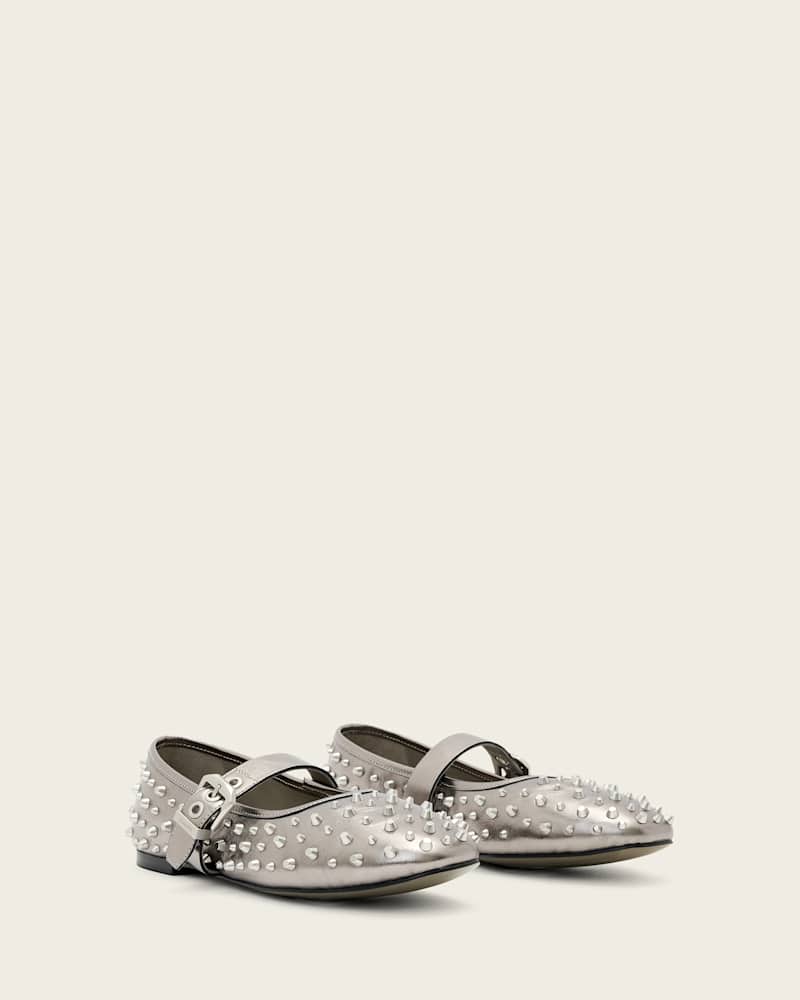 Holly Leather Stud Ballet Flats