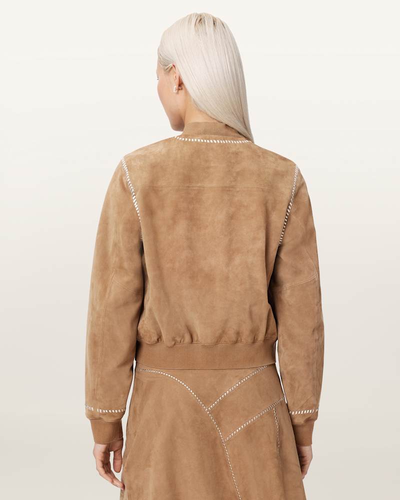 Orten Whipstitch Suede Bomber Jacket