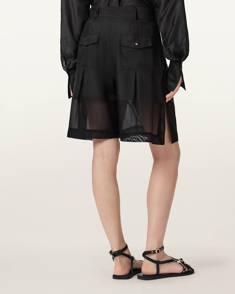 Banu Pleated Sheer Shorts