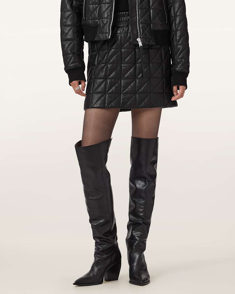Carly Leather Quilted Skirt