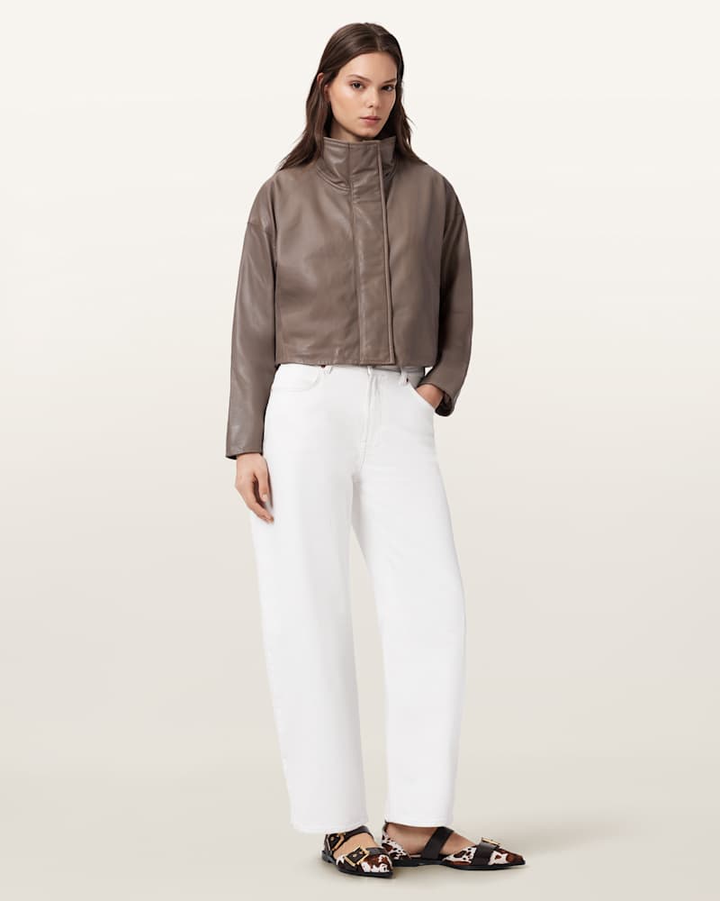 Ryder Funnel Neck Leather Jacket