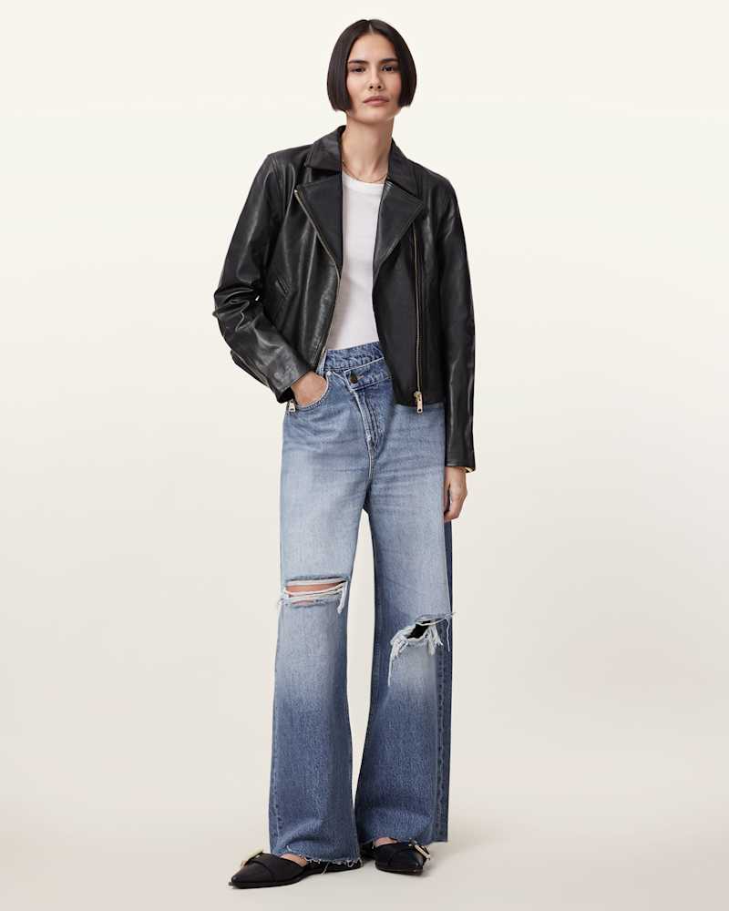 Vela Slim Fit Leather Biker Jacket