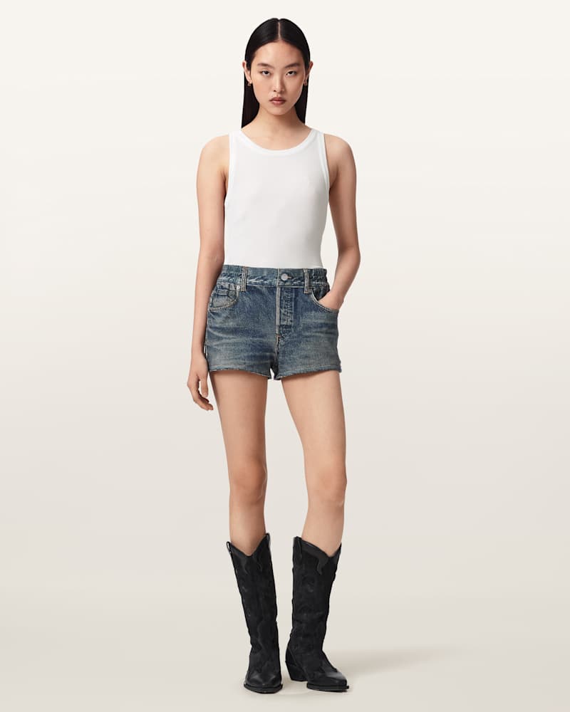 Asher Terry High Waisted Denim Illusion Shorts