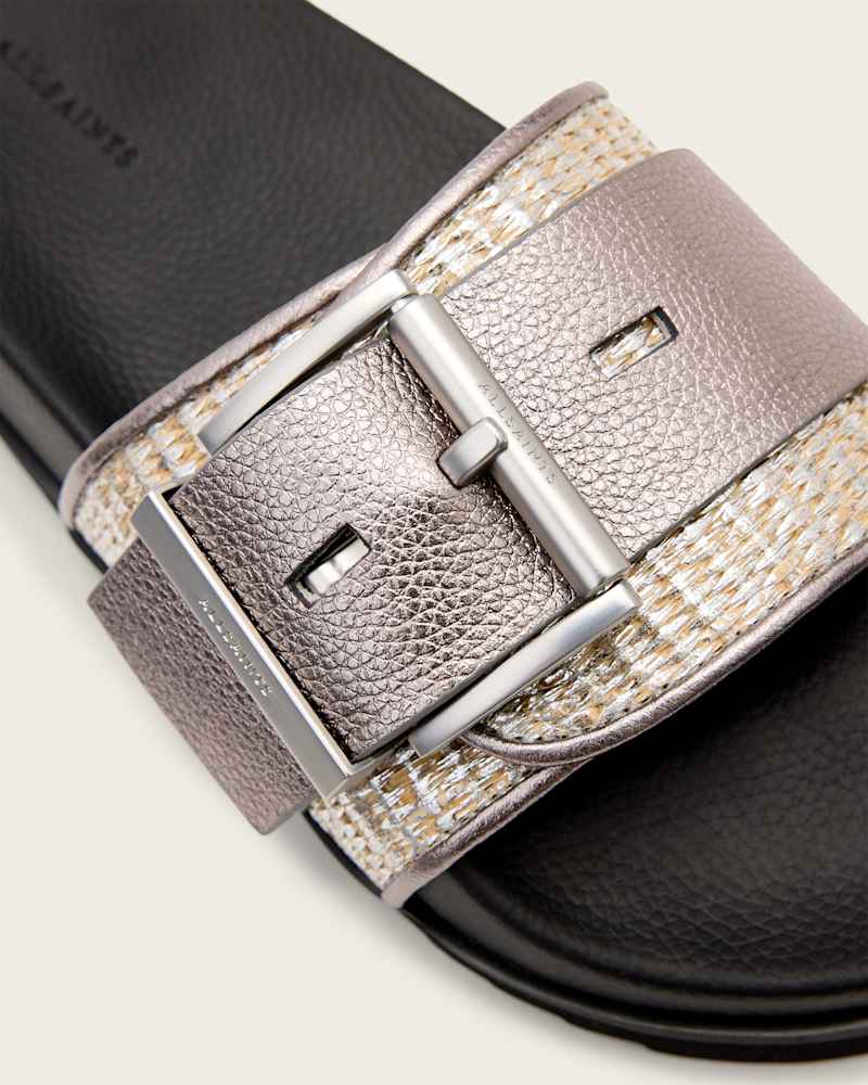 Ellie Studded Buckle Leather Sliders