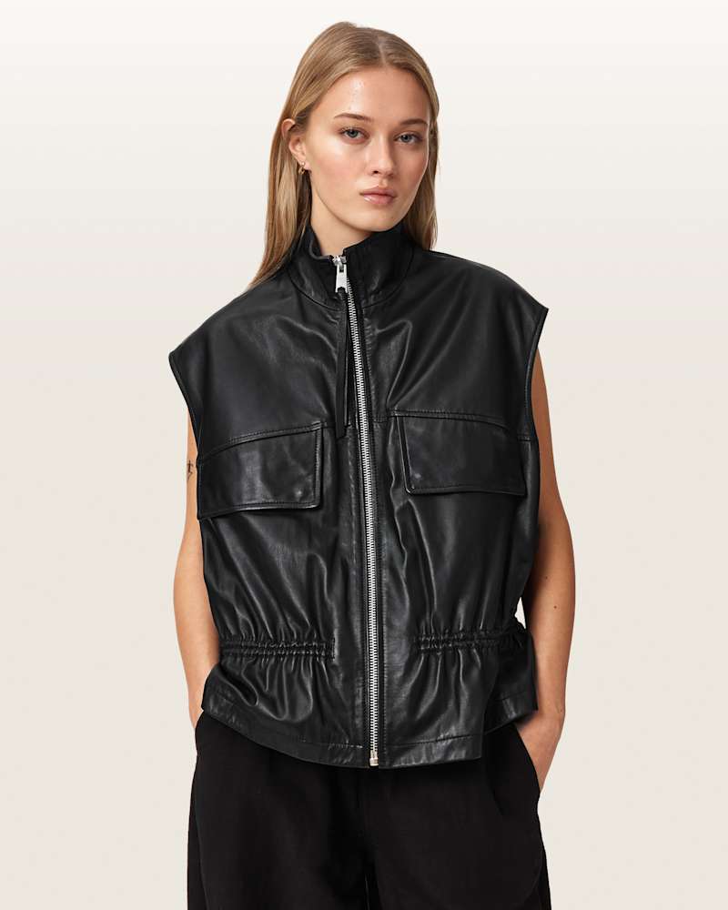 Flor Relaxed Fit Leather Gilet