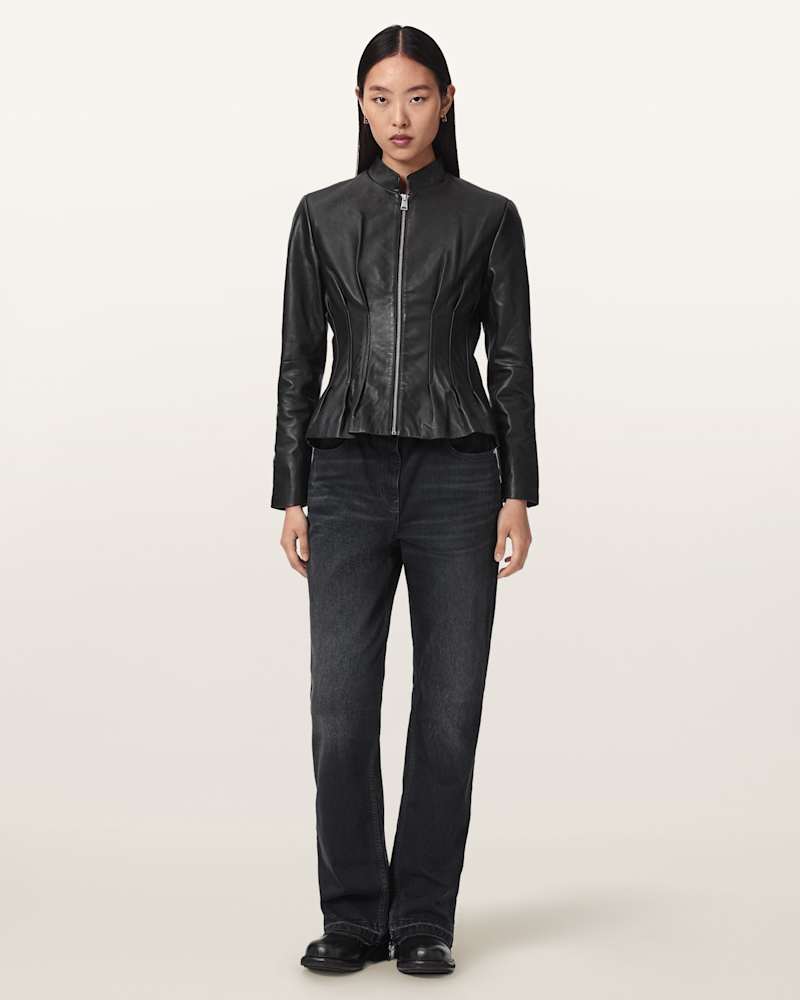Clo Pleated Leather Jacket