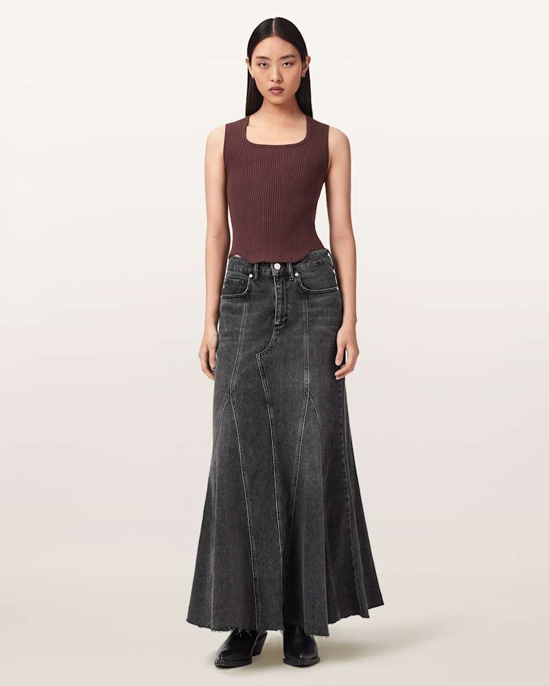 Alma High Rise Denim Skirt