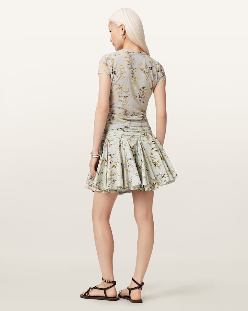 Tulip Floral Voluminous Mini Skirt