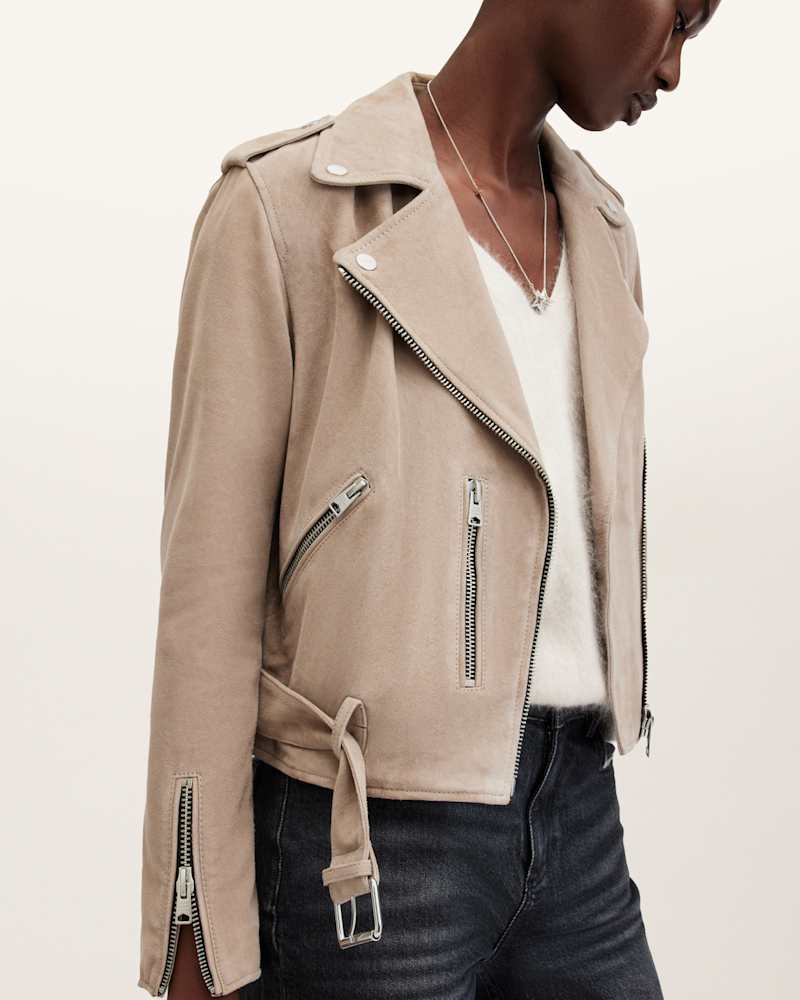 Balfern Belted Suede Biker Jacket