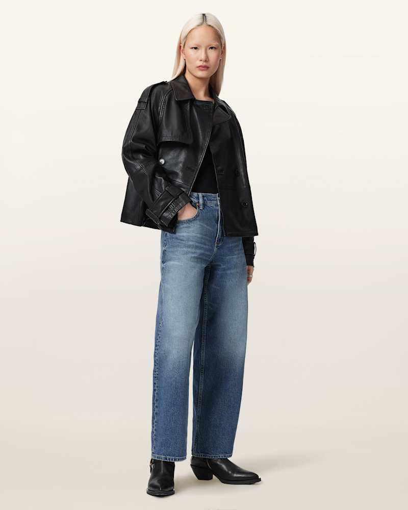 Reya Cropped Leather Mac
