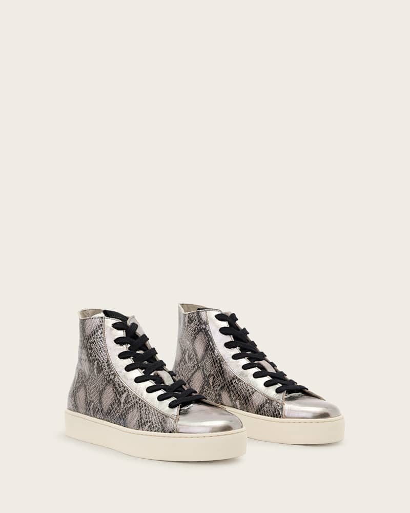 Tana Snake Print Leather High Top Trainers