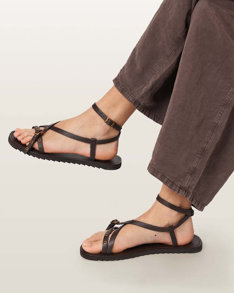 Tyla Eyelet Leather Buckle Sandals