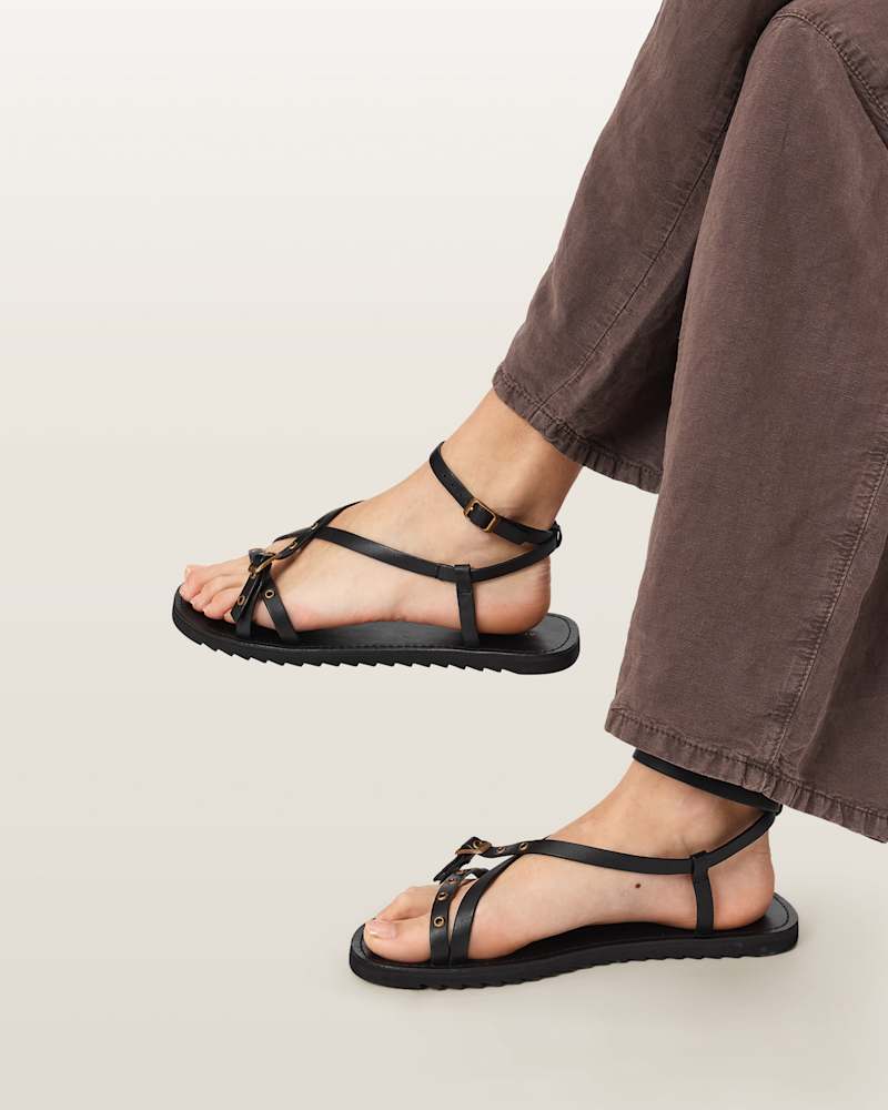 Tyla Eyelet Leather Buckle Sandals