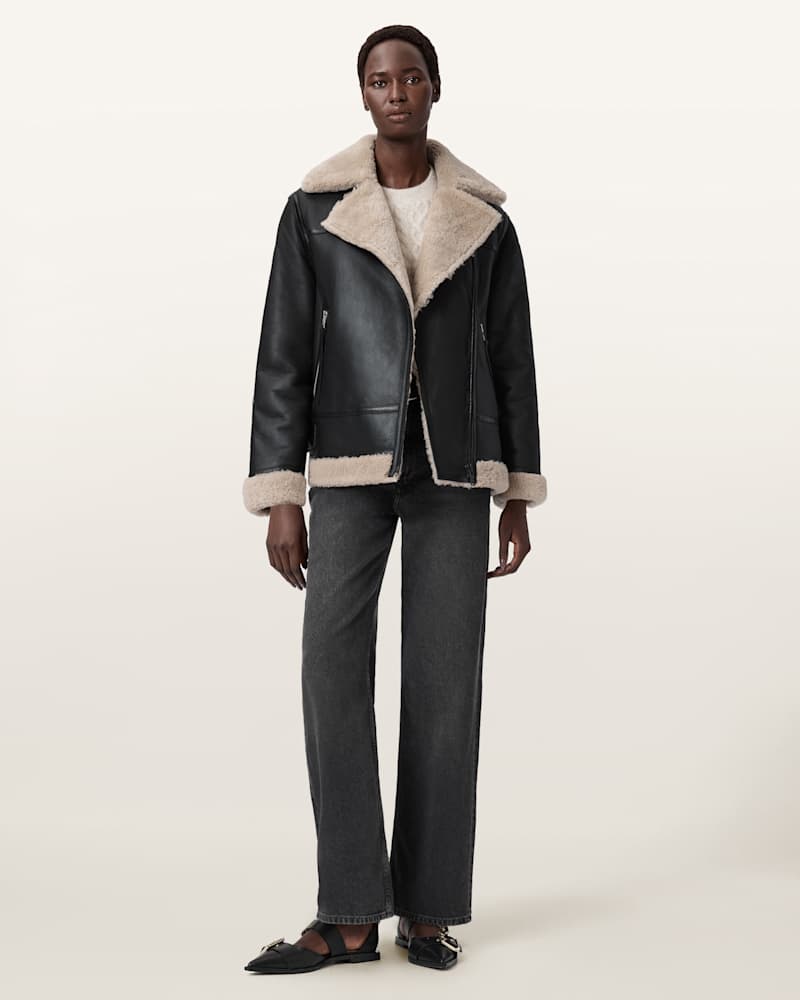 Sola Shearling Biker Jacket     