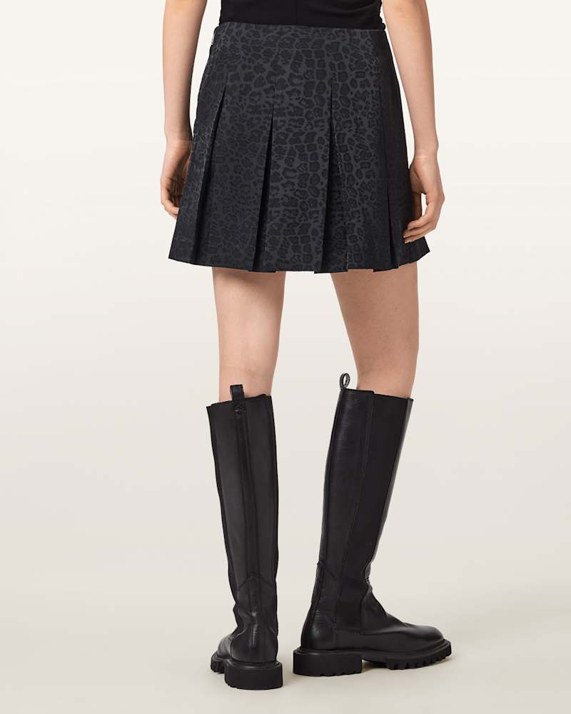 Viola Leopard Print Pleated Mini Skirt 